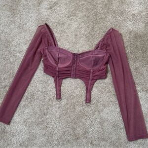 Fashion Nova Purple Ruched Bustier Crop Top